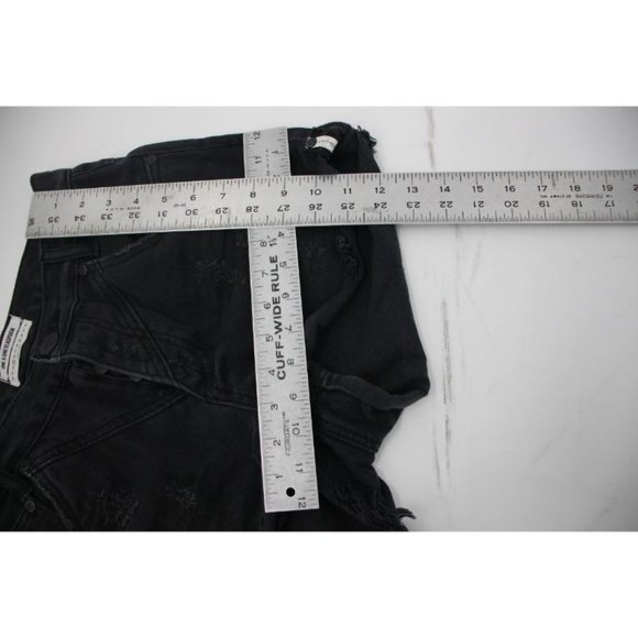 One teaspoon shorts women's 25 Black distressed hawks twisted cuff cotton high - Picture 9 of 11